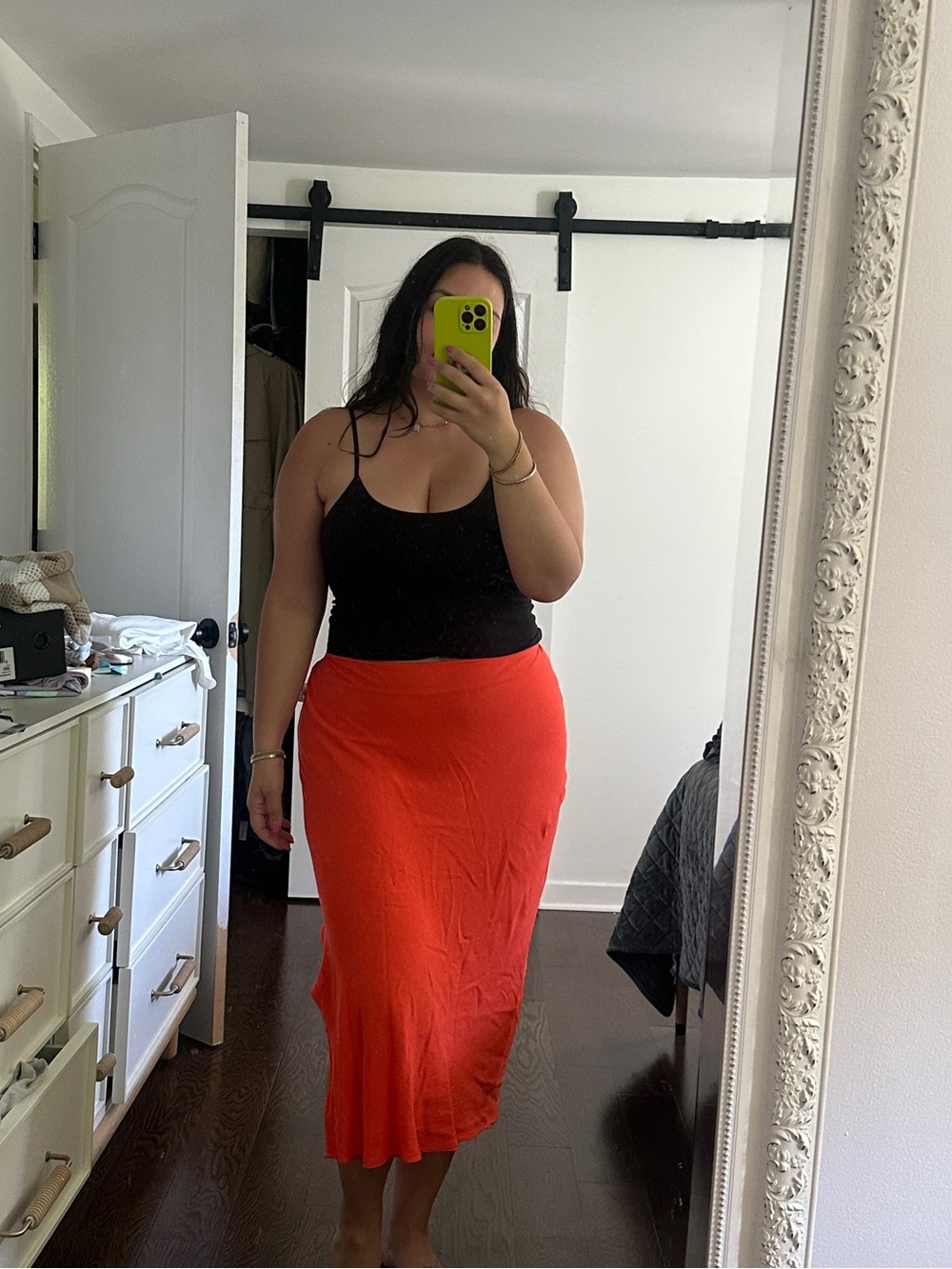 Midi Skirt in Bright Red